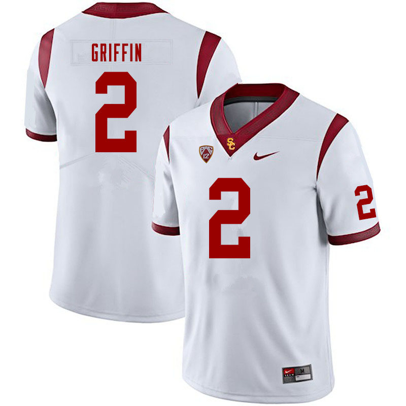 Men #2 Olaijah Griffin USC Trojans College Football Jerseys Sale-White